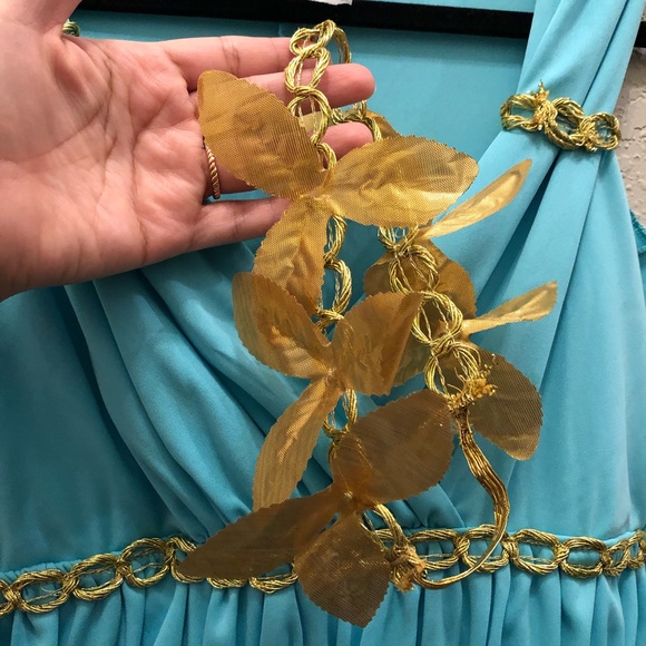 Women’s Aphrodite Halloween Dress Up Costume size Small 4-6 Aqua Ombré & Gold - Picture 9 of 12